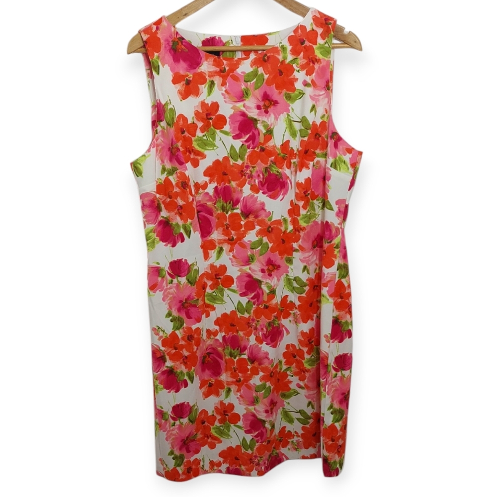 Alyx Women's Size 16 Dress Sheath Hamilton Place Sleeveless Floral Pink Red